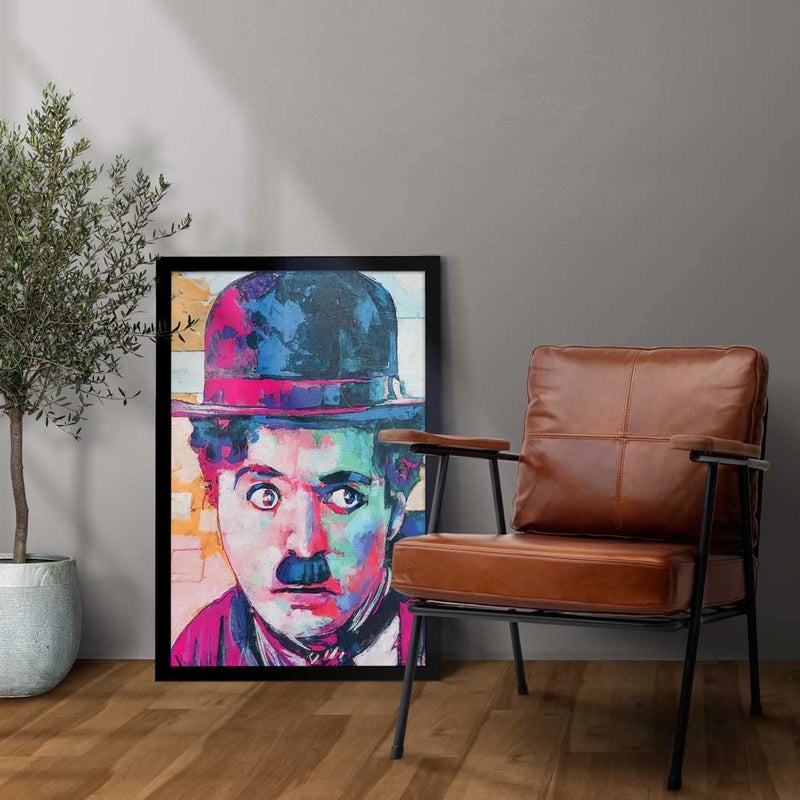 ArtX Charlie Chaplin Big Canvas Painting For Living Room With Frame Multicolour Square 240 x 360 inch 2x3 Feet Set Of 1