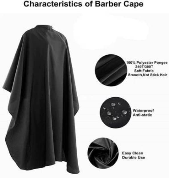 Elecsera Professional Hair Dressing Cape Salon Cutting Sheet (Black) Large Size For Men And Women Makeup Apron Makeup Apron - Image 3