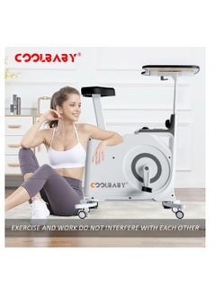 Cool Baby Style COOLBABY Exercise Bike with Desk,Home Office Fitnessbike,8-Level Magnetic Resistance,Foldable Base,LCD Monitor,Weight Max 120 KG  - Image 2