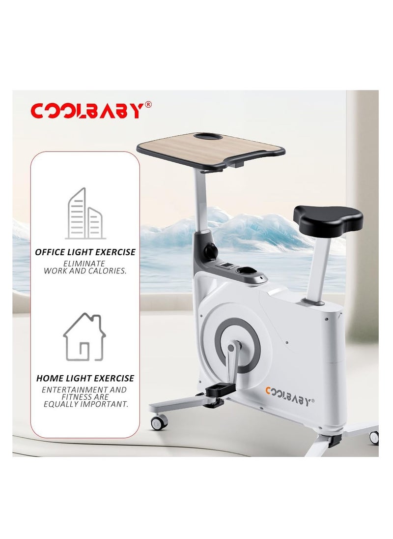 Cool Baby Style COOLBABY Exercise Bike with Desk,Home Office Fitnessbike,8-Level Magnetic Resistance,Foldable Base,LCD Monitor,Weight Max 120 KG  - Image 3