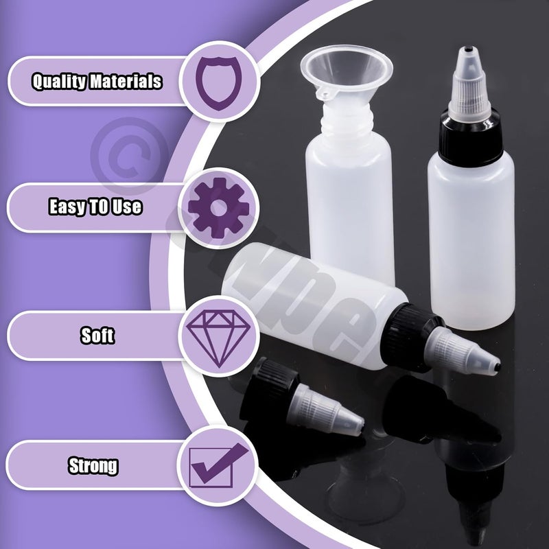 مجموعة Swpeet المكونة من 25 زجاجة توزيع شفافة مع قمع صغيرة، زجاجة بلاستيكية من نوع LDPE بوسطن سعة 1 أونصة، زجاجات قطارة ضغط فارغة سعة 30 مل مع أغطية لولبية للأحبار والزيوت والسوائل، زجاجات ضغط بلاستيكية - Image 3