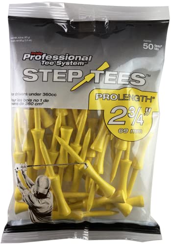 PrideSports PTS Step Tees | 50 Count, 2-3/4 Inch | Wood Golf Tees with Depth Control for Height Consistency - Image 1