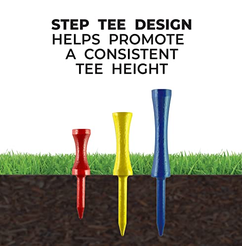 PrideSports PTS Step Tees | 50 Count, 2-3/4 Inch | Wood Golf Tees with Depth Control for Height Consistency - Image 5