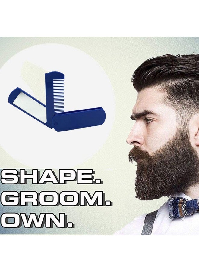 silvercnc 2 In 1 Foldable Beard Comb Mustache Shaving With Makeup Mirror For  - Image 4