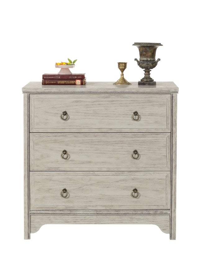 DOOHWAN Solid Wood Dresser for Bedroom- Natural Wood Veneers & Water Based Paint Finished- Vintage Chests of Drawers, Small 3 Drawer Dresser - Image 1