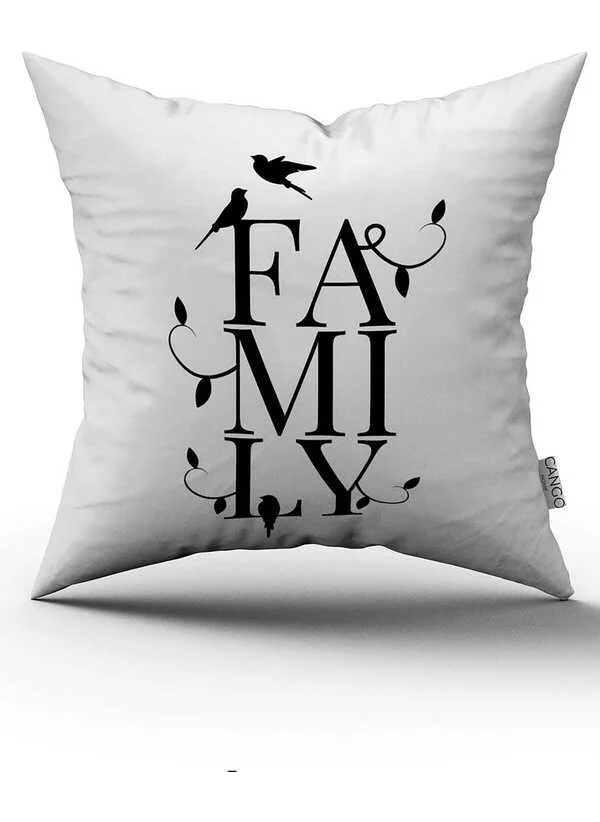 Cango Home Double Sided White Black Digital Print Throw Pillow Case with Family Written - CGH432-CT