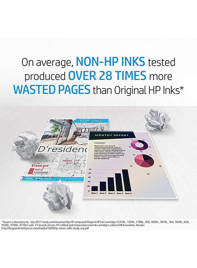 HP خرطوشة حبر بديلة 652، تعمل مع سلسلة HP DeskJet 1100، 2100، 2200، 3600، 3700، 3800، 4500، 4600، 5000، 5200 باللون الأسود أسود - Image 2