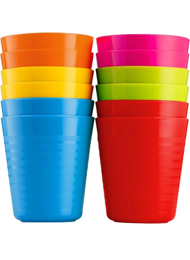 PLASKIDY Kids Plastic Cups Set of 12 Toddler Cups 8 Ounce Children Drinking Tumblers - Reusable Dishwasher Safe BPA Free - Image 1