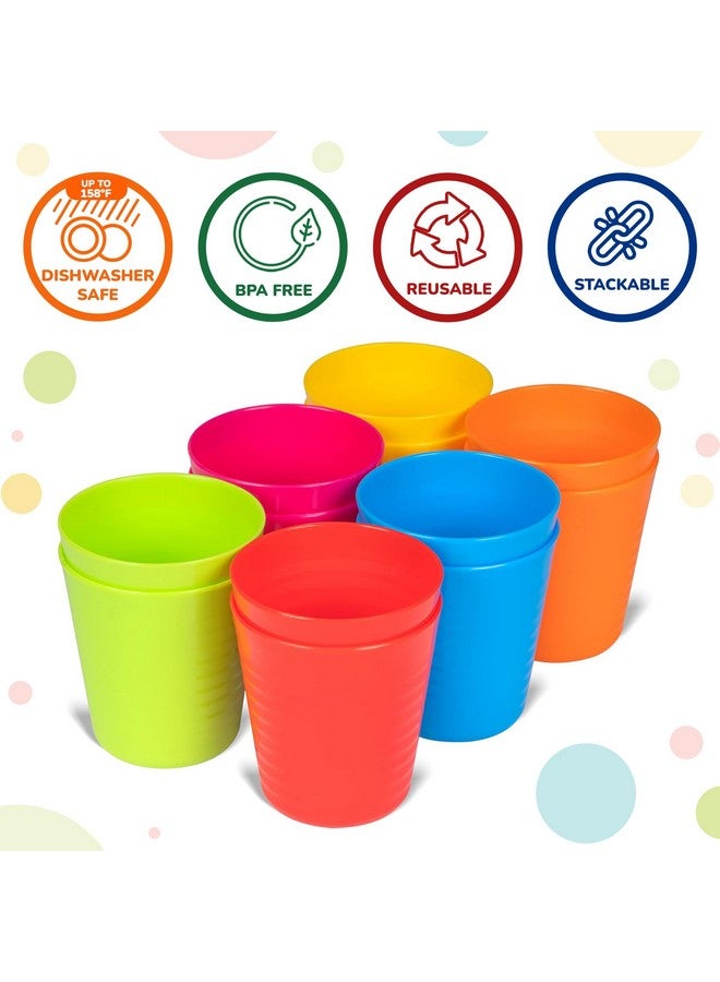 PLASKIDY Kids Plastic Cups Set of 12 Toddler Cups 8 Ounce Children Drinking Tumblers - Reusable Dishwasher Safe BPA Free - Image 2