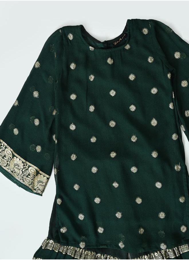 BELLA MODA Printed Round Neck Kurta & Tiered Sharara Set by Styli  - Image 3