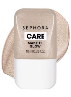 سيفورا هايلايتر سائل Make It Glow من مجموعة سيفورا - لون 01 Full Moon (لون الشمبانيا المضيء) - تركيبة خفيفة الوزن وقابلة للبناء والمزج للحصول على لمسة نهائية مشرقة وندية - 10 مل  - Image 1