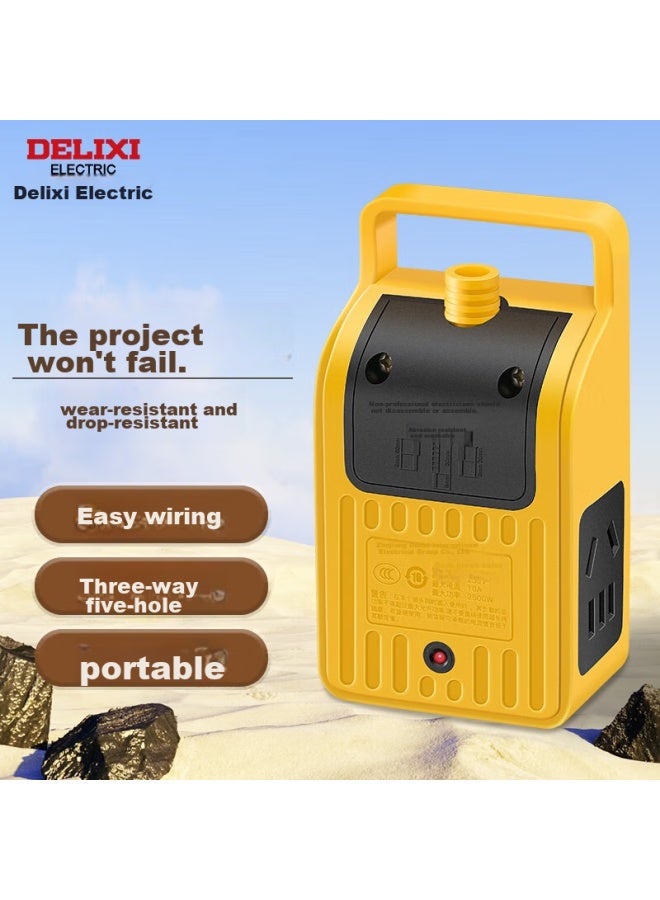 Delixi Engineering Ground Power Strip, Shockproof Extension Cord, Outdoor Work Power Strip, Pvc Coated, 3 Outlets 5 Sockets With Hooks, Self-connecting Cd98-g02 - Image 1