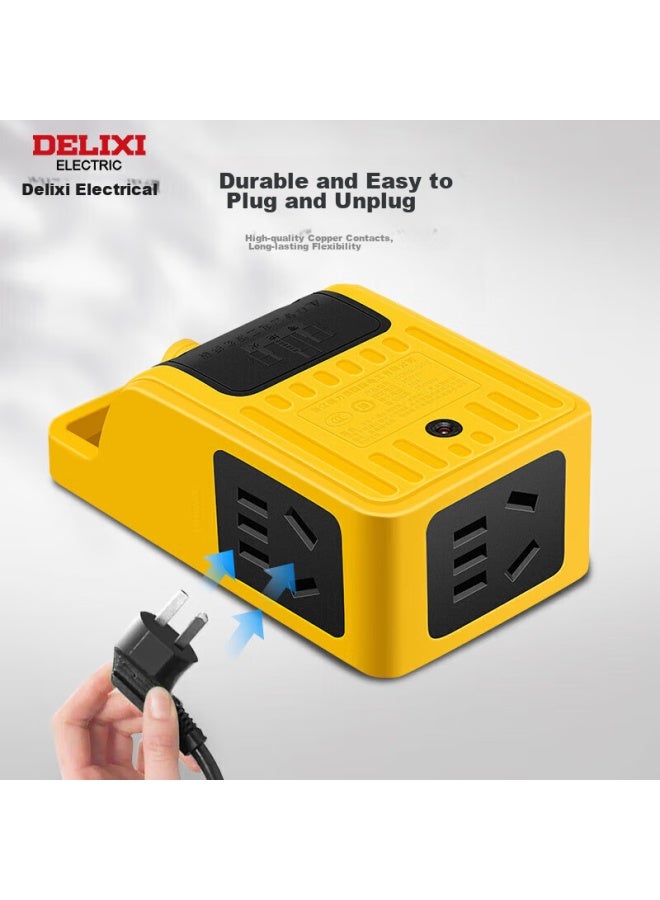 Delixi Engineering Ground Power Strip, Shockproof Extension Cord, Outdoor Work Power Strip, Pvc Coated, 3 Outlets 5 Sockets With Hooks, Self-connecting Cd98-g02 - Image 3