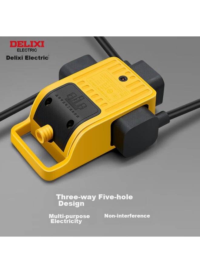 Delixi Engineering Ground Power Strip, Shockproof Extension Cord, Outdoor Work Power Strip, Pvc Coated, 3 Outlets 5 Sockets With Hooks, Self-connecting Cd98-g02 - Image 2