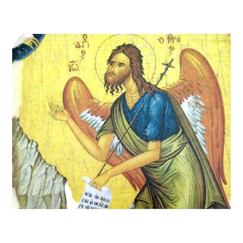 Iconsgr Wooden Greek Christian Orthodox Wood Icon of Saint John The Baptist / A0 - Image 2