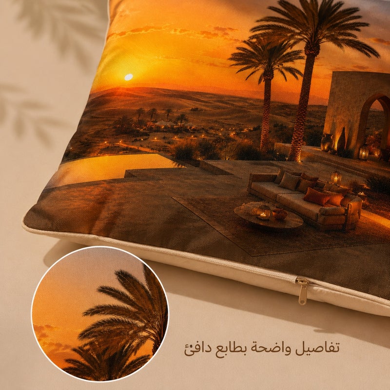 Desert Sunset Palm Tree Cushion Cover, Warm Middle East Landscape Pillowcase for Sofa, Bedroom, Living Room Decor and Home Gift - Image 4