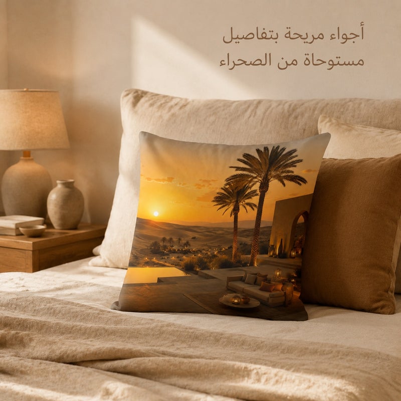 Desert Sunset Palm Tree Cushion Cover, Warm Middle East Landscape Pillowcase for Sofa, Bedroom, Living Room Decor and Home Gift - Image 3