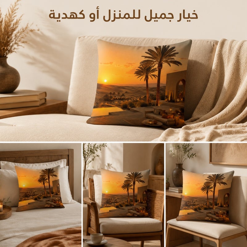 Desert Sunset Palm Tree Cushion Cover, Warm Middle East Landscape Pillowcase for Sofa, Bedroom, Living Room Decor and Home Gift - Image 5