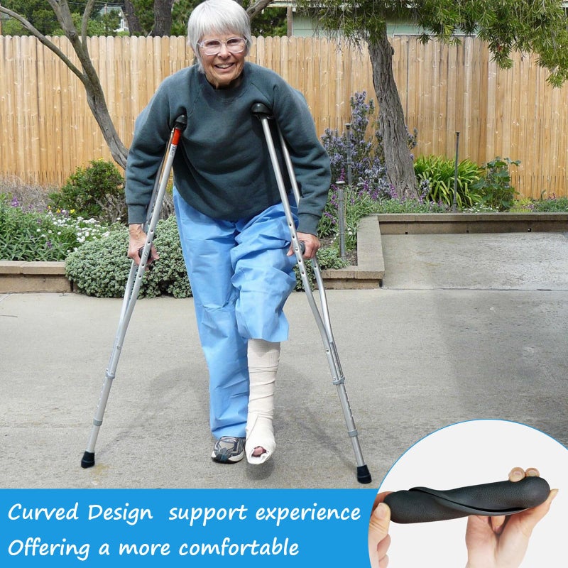 DXMWWTP Replacement Crutch Pads, 6 Pcs Crutch Accessory Replacement Crutch Parts and Caps Set , Universal Comfort Padding for Arm Crutches Armpits and Feet Caps for Standard Aluminum Crutches (Black) - Image 5