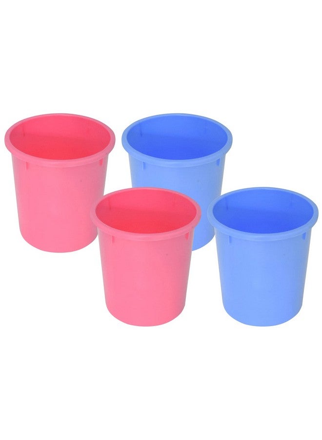 Kuber Industries Plastic Open Plastic Dustbin Without Lid|Garbage Bin For Home, Kitchen, Office, 5Ltr.- Pack of 4 (Pink & Blue)-47KM01079 - Image 1