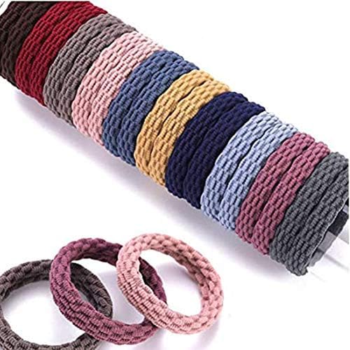 DAHI 100pcs Seamless Cotton Hair TiesRope Ponytail HoldersThick Ponytail Band Soft hair tie No Damage Stretchy Hair ties Ponytail Holders for Women Girls network
