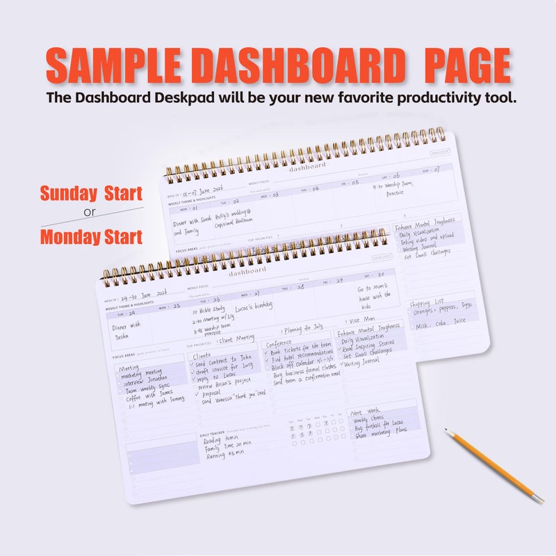 ZERONE CENTRE Sunday Start Weekly Planner with Habit Tracker - 8.5Ã—11" Professional Productivity Tools to Organize Your Daily Tasks, Goals, Projects - Dashboard Desk Pad - ADHD To-Do List Notepad - Image 4