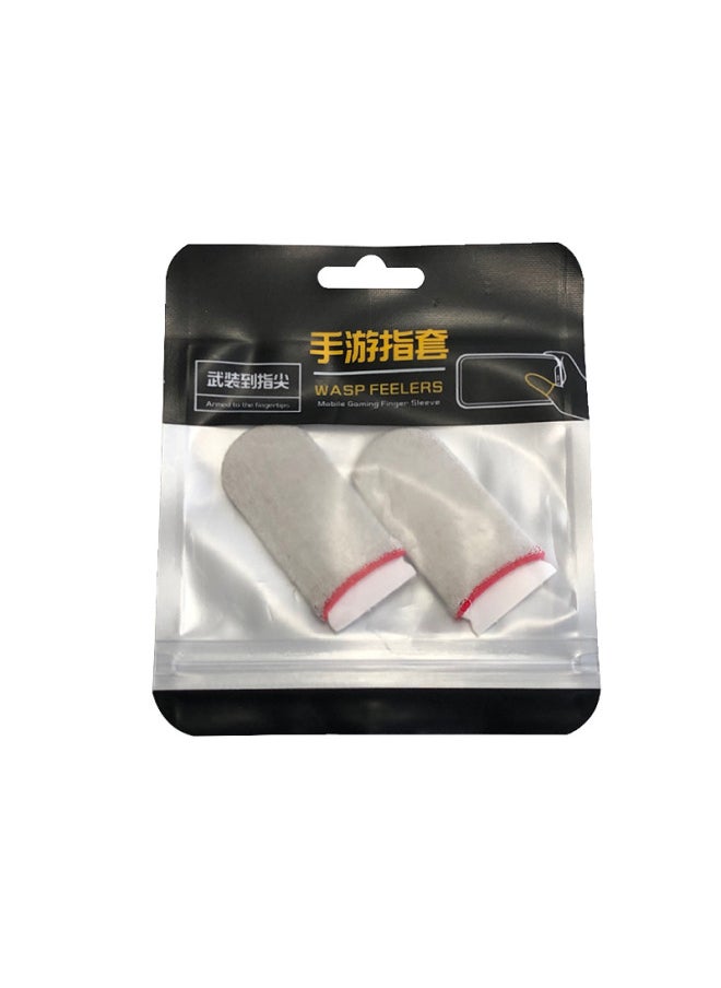 Generic Professional Gaming Finger Sleeves Sweat-resistant Anti-slip High Sensitivity Mobile Game Gloves Pubg Stimulus Battlefield Army-Product Color:Glass Silver Fiber (a Pair Of White And Red)  - Image 1