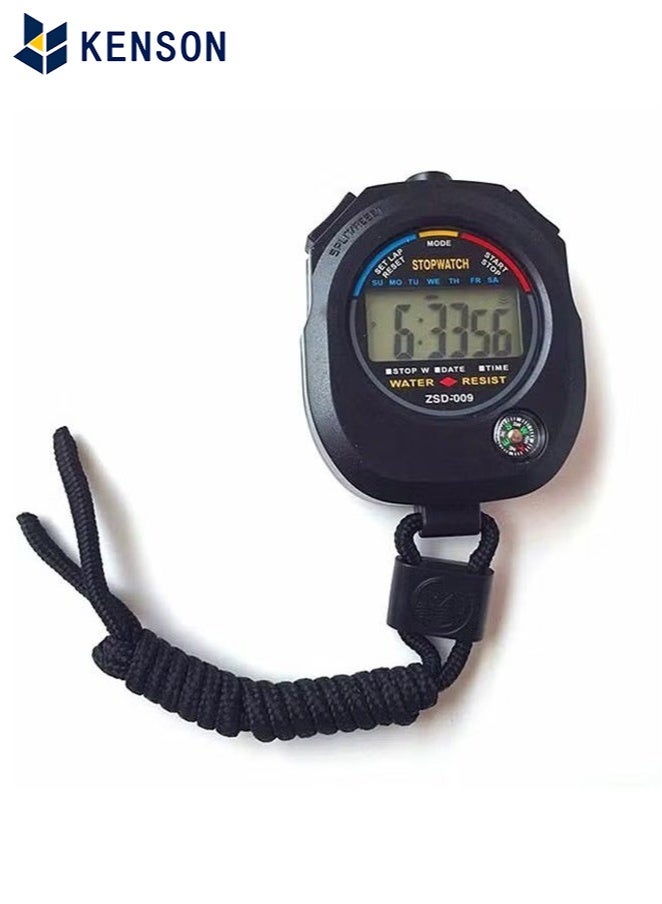 كِينْسُون مؤقت ساعة توقيت رياضية رقمية إلكترونية متعددة الوظائف ، شاشة كبيرة مع بوصلة التاريخ والوقت ووظيفة التنبيه ، مناسبة لمدربي اللياقة البدنية والحكام الرياضيين - Image 1