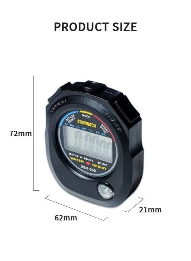كِينْسُون مؤقت ساعة توقيت رياضية رقمية إلكترونية متعددة الوظائف ، شاشة كبيرة مع بوصلة التاريخ والوقت ووظيفة التنبيه ، مناسبة لمدربي اللياقة البدنية والحكام الرياضيين - Image 5