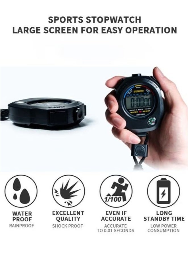 كِينْسُون مؤقت ساعة توقيت رياضية رقمية إلكترونية متعددة الوظائف ، شاشة كبيرة مع بوصلة التاريخ والوقت ووظيفة التنبيه ، مناسبة لمدربي اللياقة البدنية والحكام الرياضيين - Image 4