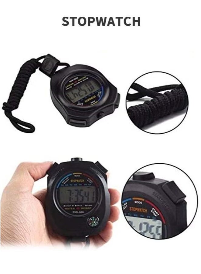كِينْسُون مؤقت ساعة توقيت رياضية رقمية إلكترونية متعددة الوظائف ، شاشة كبيرة مع بوصلة التاريخ والوقت ووظيفة التنبيه ، مناسبة لمدربي اللياقة البدنية والحكام الرياضيين - Image 2