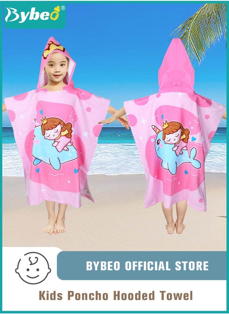 Bybeo Kids Poncho Hooded Towel, Quick Dry Toddler Bath Towels, Beach Swimming Towels, Ultra Soft and Absorbent Children Bathrobe with Hood for Boys Girls Baby  - Image 1