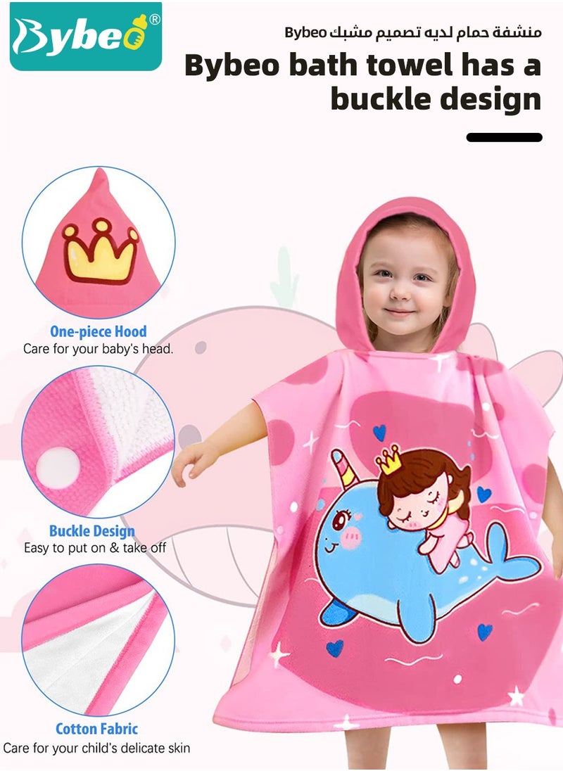 Bybeo Kids Poncho Hooded Towel, Quick Dry Toddler Bath Towels, Beach Swimming Towels, Ultra Soft and Absorbent Children Bathrobe with Hood for Boys Girls Baby  - Image 3