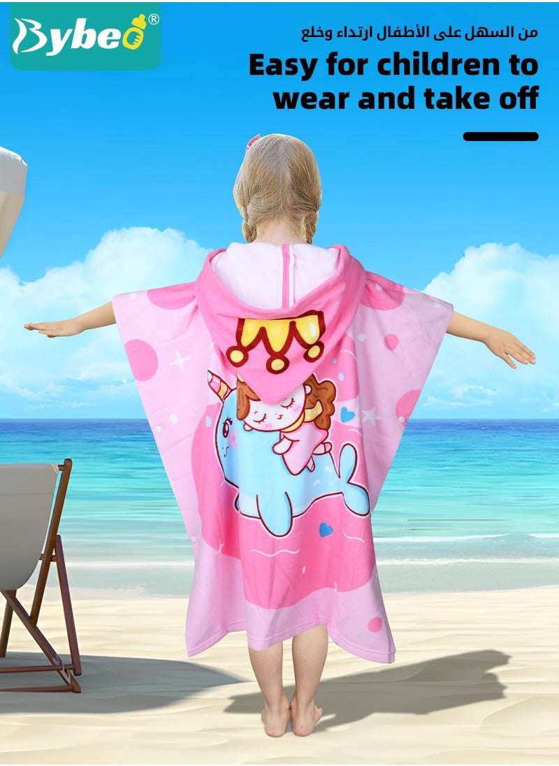Bybeo Kids Poncho Hooded Towel, Quick Dry Toddler Bath Towels, Beach Swimming Towels, Ultra Soft and Absorbent Children Bathrobe with Hood for Boys Girls Baby  - Image 4