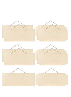 Unfinished Hanging Wood Signs, 10Pcs Rectangle Blank Wooden Plaque Blank Hanging Wooden Slices Banners with Ropes for Pyrography Painting Writing DIY Home Crafts Supplies (Beige)