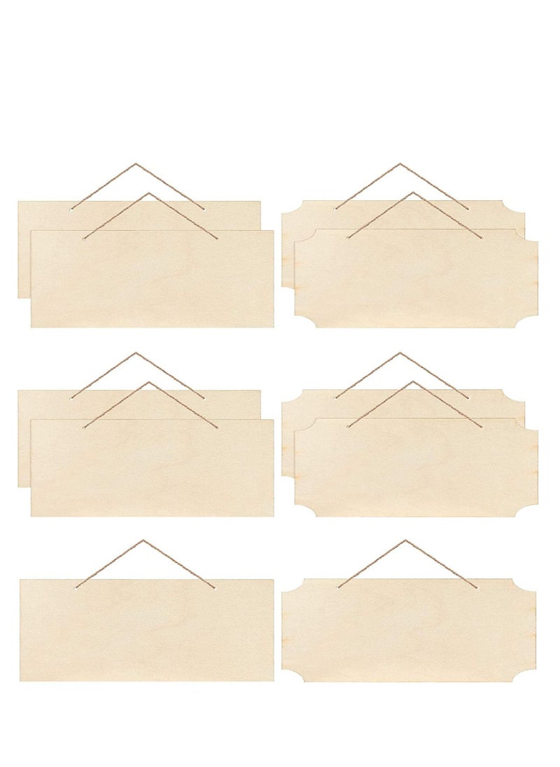 Excefore - Unfinished Hanging Wood Signs, 10Pcs Rectangle Blank Wooden Plaque Blank Hanging Wooden Slices Banners with Ropes for Pyrography Painting Writing DIY Home Crafts Supplies (Beige) - Image 1