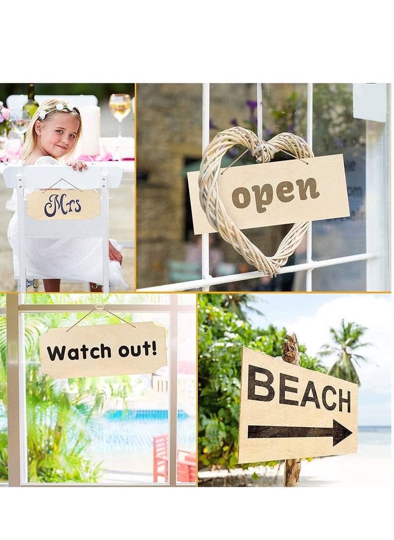 Excefore - Unfinished Hanging Wood Signs, 10Pcs Rectangle Blank Wooden Plaque Blank Hanging Wooden Slices Banners with Ropes for Pyrography Painting Writing DIY Home Crafts Supplies (Beige) - Image 1