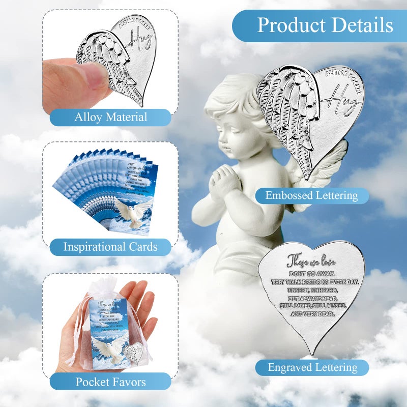 Sureio 150 Pieces Funeral Favors for Celebration of Life Heart Pocket Hug Token with Funeral Prayer Cards and Organza Bags As a Keepsake for Family Church Memorial Celebration of Life Gifts - Image 3