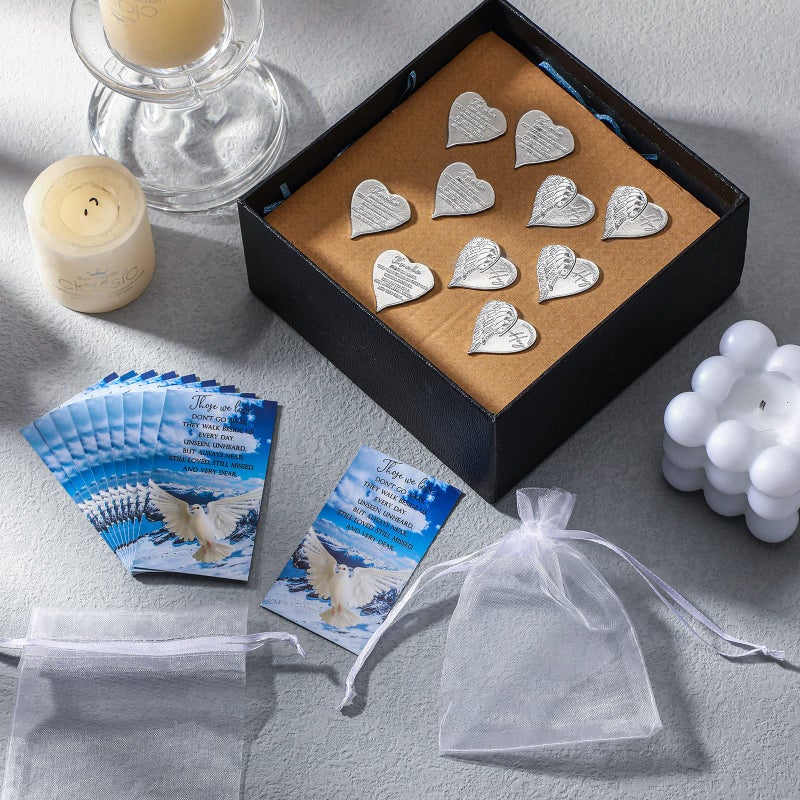 Sureio 150 Pieces Funeral Favors for Celebration of Life Heart Pocket Hug Token with Funeral Prayer Cards and Organza Bags As a Keepsake for Family Church Memorial Celebration of Life Gifts - Image 4