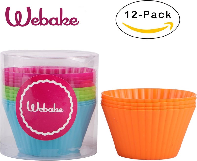 Jumbo Silicone Muffin Cups, 3.5 Inch Jumbo Silicone Baking Cups Reusable Cupcake Liners Nonstick Large Cake Cups Set Stand Alone Cupcake Holder, 12 Pack Auto Cup Holder Liner