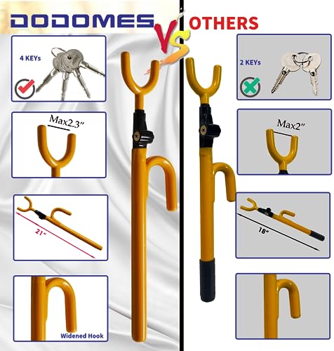 Dodomes Steering Wheel Lock Anti-Theft car Device Car Wheel Locks Heavy Duty Vehicle Security Steering Wheel Lock for Truck Car Vehicles Van Lorry SUV with 4 Keys, Elongated Length MAX 30.5“ Yellow - Image 2