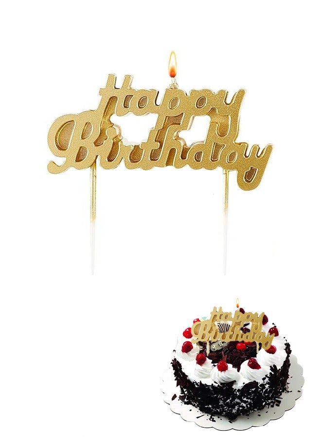 Happy Birthday Candle Letter Cake Decoration for Cake Decoration Birthday Decoration Party Supplies (Gold) - Image 1