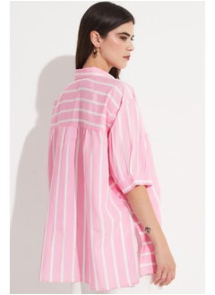 JUNE June Women Viscose Blend Striped Shirt Pink - White  - Image 5