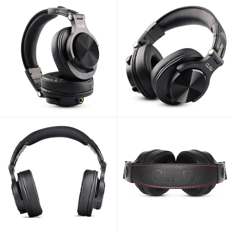 CLAW SM50 Professional Studio Monitoring DJ Wired Over Ear Headphones with 2 Detachable Cables (2.8m Coiled Cable & 1.2m Straight Cable with Mic and in-line Controls) (SM50 Black) - Image 2