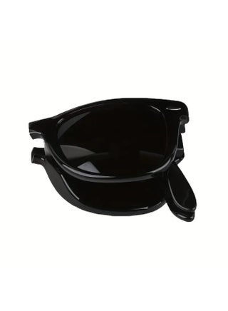 Men'S Retro Folding Glasses - Black PC Frame & Mirrored Lenses, Perfect for Casual Wear & Outdoor Adventures (Includes eyeglass case),sunglasses - view 3