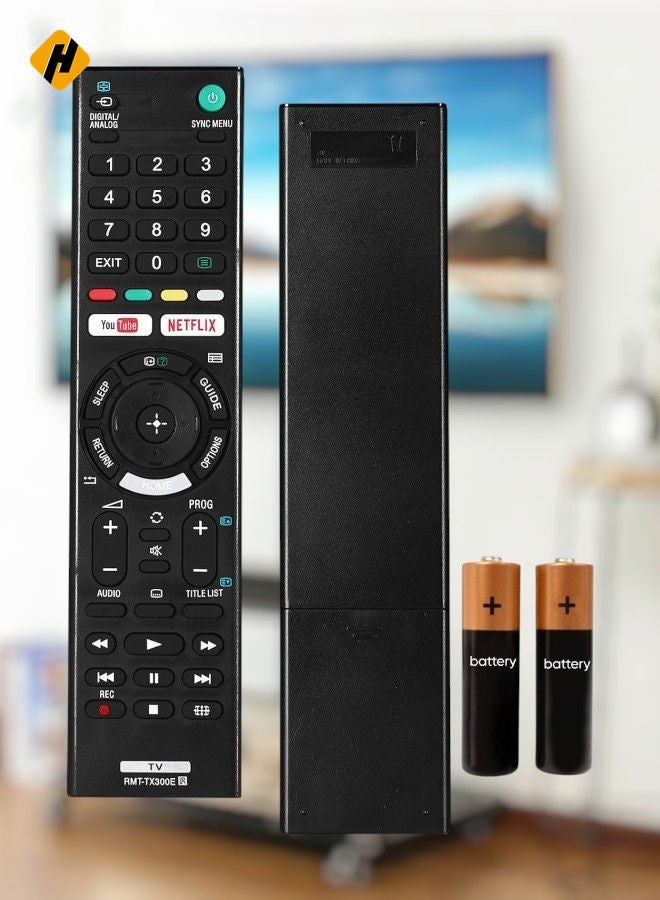 HuHa Replacement Remote Control Compatible with Sony Bravia TV with Netflix and You Tube Buttons RMT-TX300E with battery - Image 2