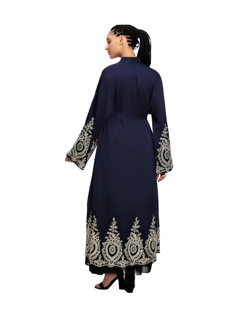 هالامودو عباية نسائية مسلمة بقبة V ثوب واحد بطول كامل فستان إسلامي قطعة واحدة بأكمام طويلة ومعطف باتشورك زهري - Image 3