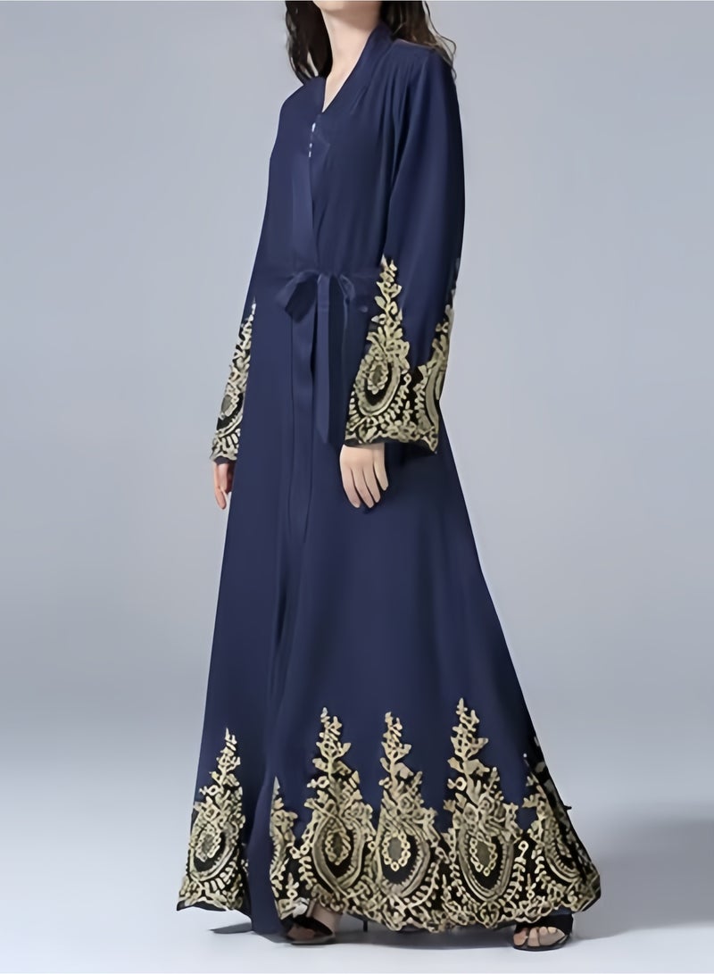 هالامودو عباية نسائية مسلمة بقبة V ثوب واحد بطول كامل فستان إسلامي قطعة واحدة بأكمام طويلة ومعطف باتشورك زهري - Image 4