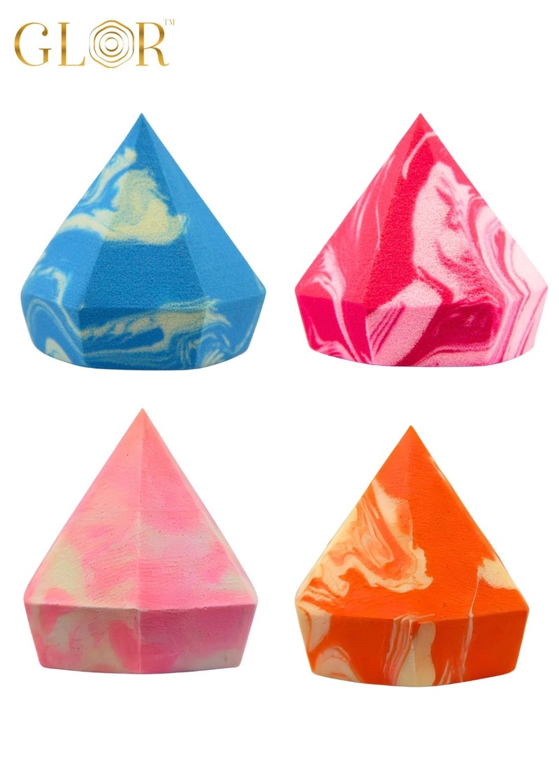 غلور  إسفنجة مكياج إليغانس بيوتي بلندر – خالية من اللاتكس، احترافية لتطبيق كريم الأساس، البودرة والكريم، للاستخدام الرطب والجاف، نباتية وخالية من القسوة- 4 Pcs - Image 1