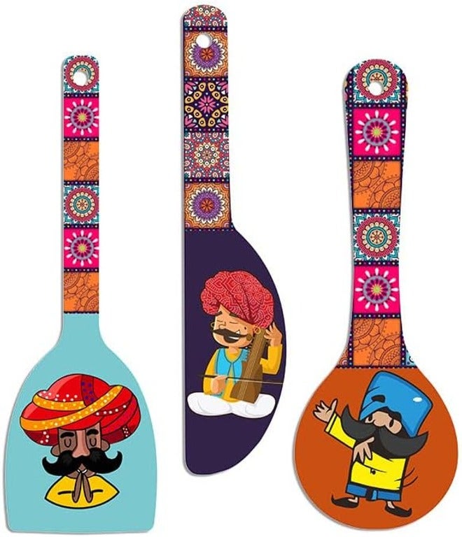 Artvibes Rajasthani Culture Wooden Wall Hanger - Modern Decor for Home & Office - Image 1